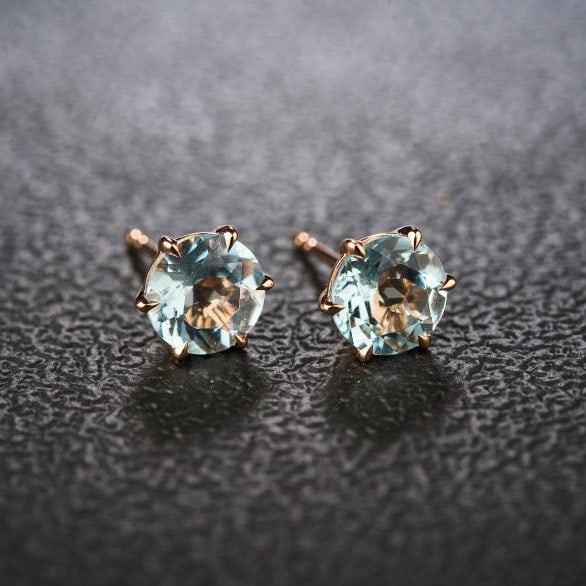14k Gold 2 Ct Natural Aquamarine Earrings - 2