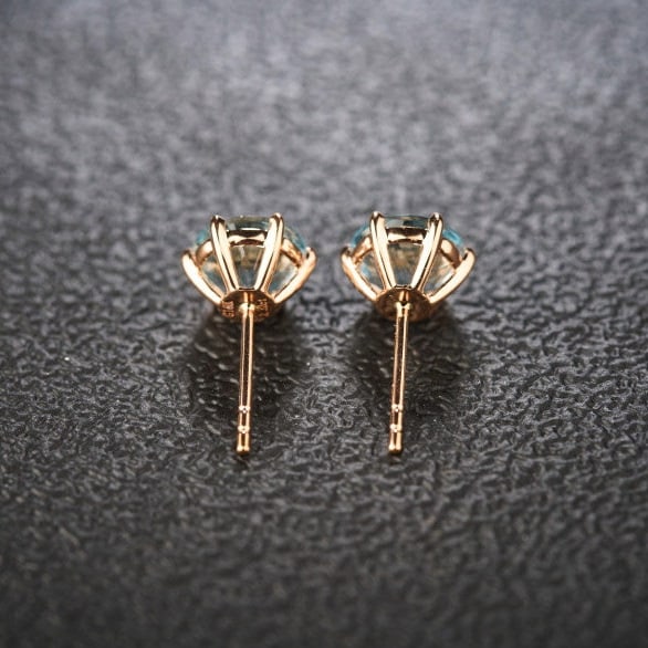 14k Gold 2 Ct Natural Aquamarine Earrings - 5