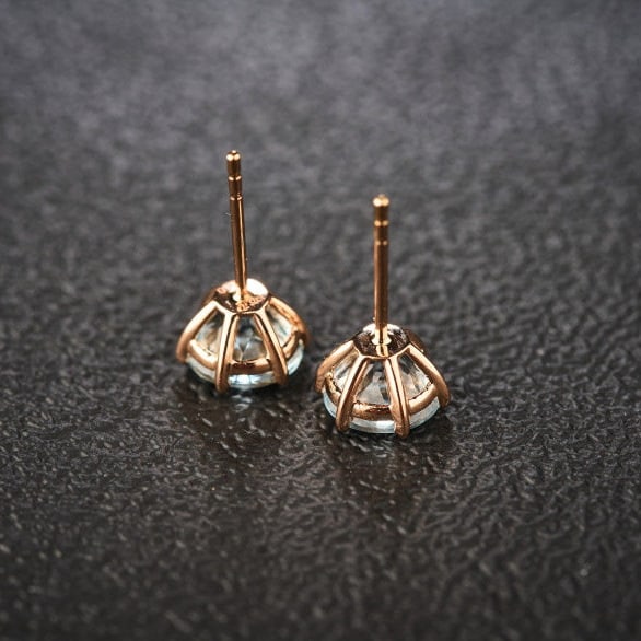 14k Gold 2 Ct Natural Aquamarine Earrings - 6