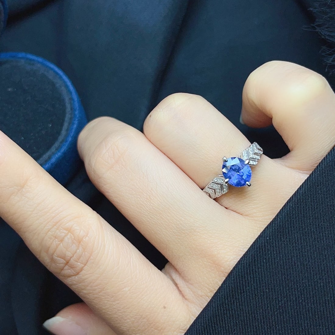 14k Gold 1.65 Ct Natural Sapphire & Diamond Ring - 5