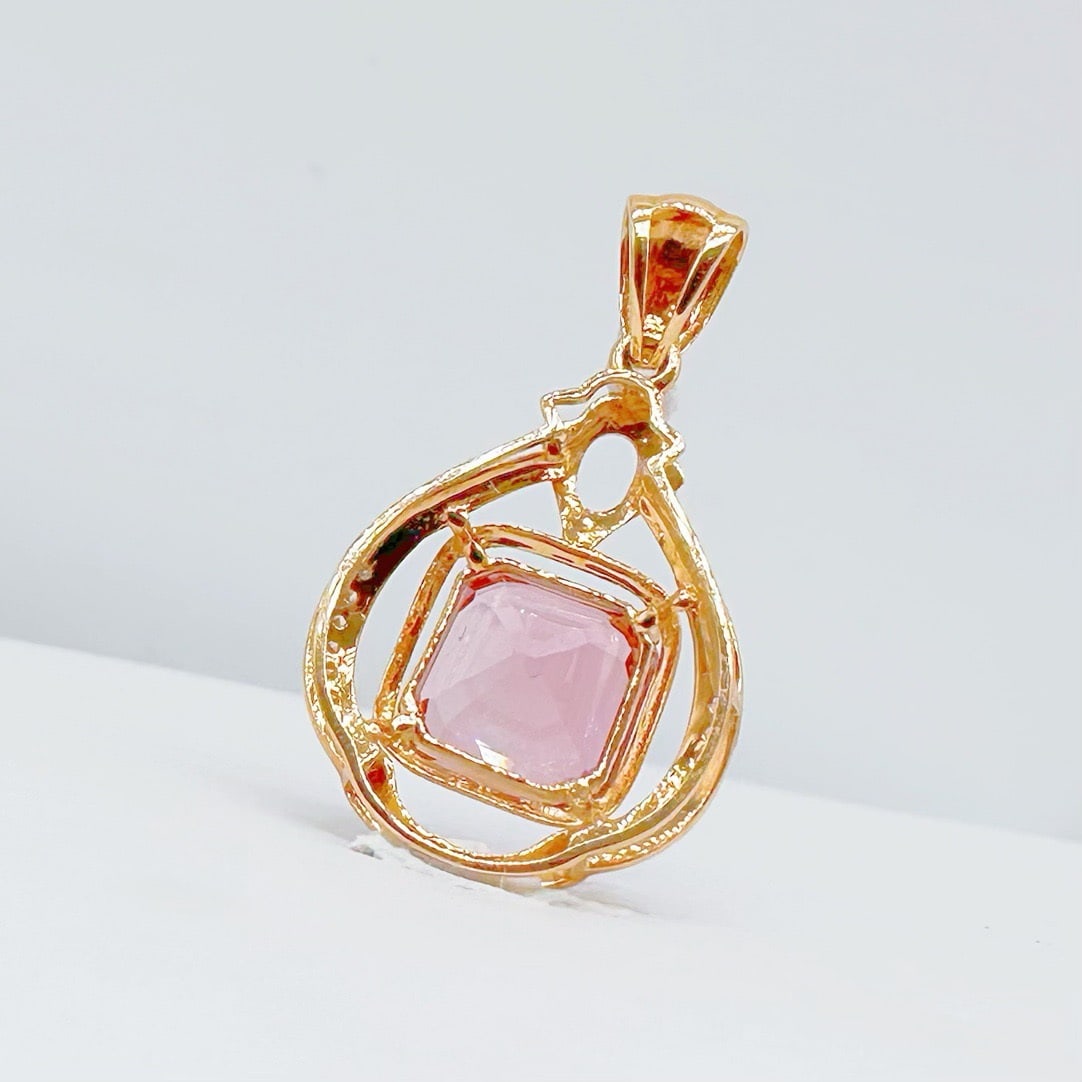 14k Gold 1.65 Ct Natural Tourmaline & Diamond Pendant( Without Chain ) - 4