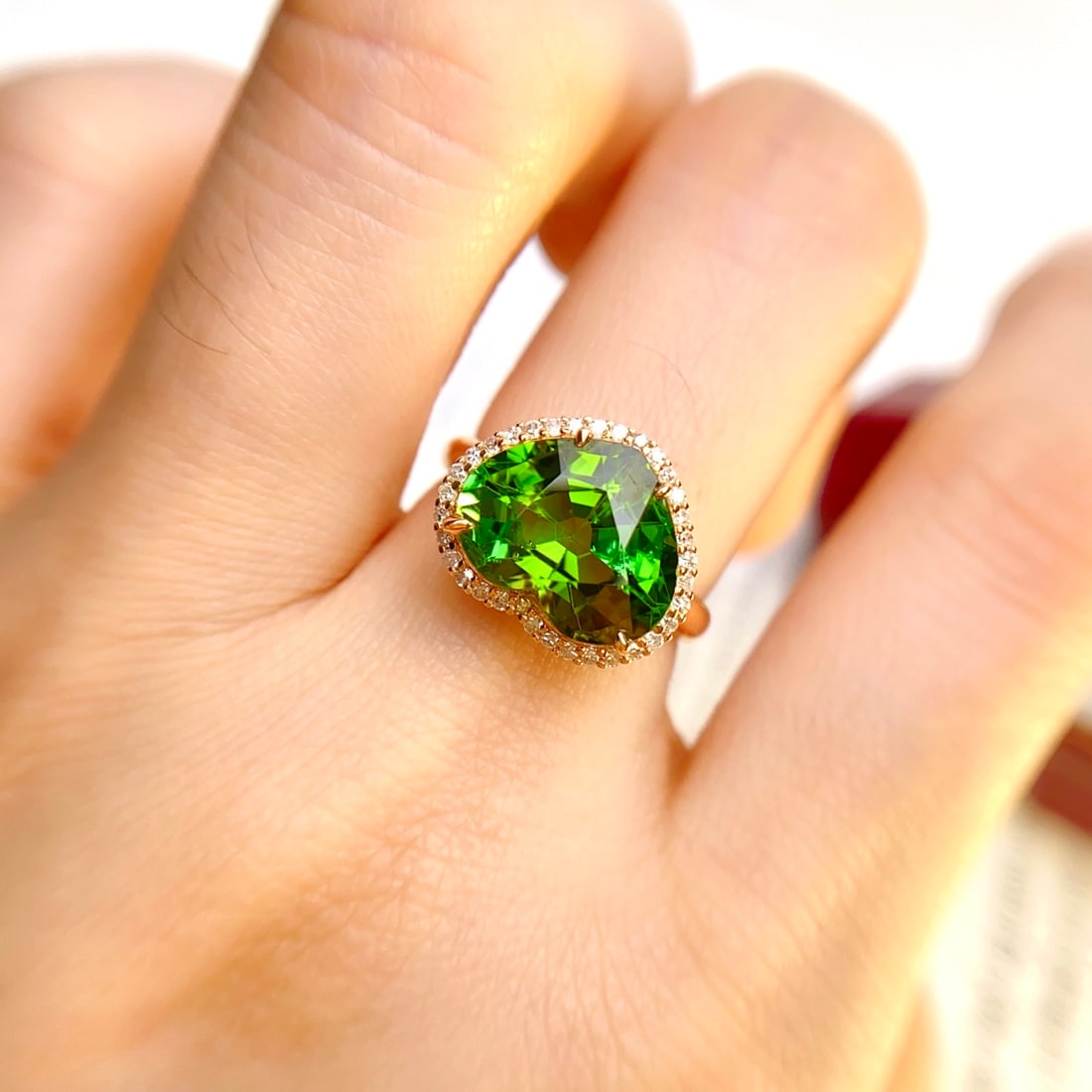 14k Gold 5.20 Ct Natural Tourmaline & Diamond Ring - 6