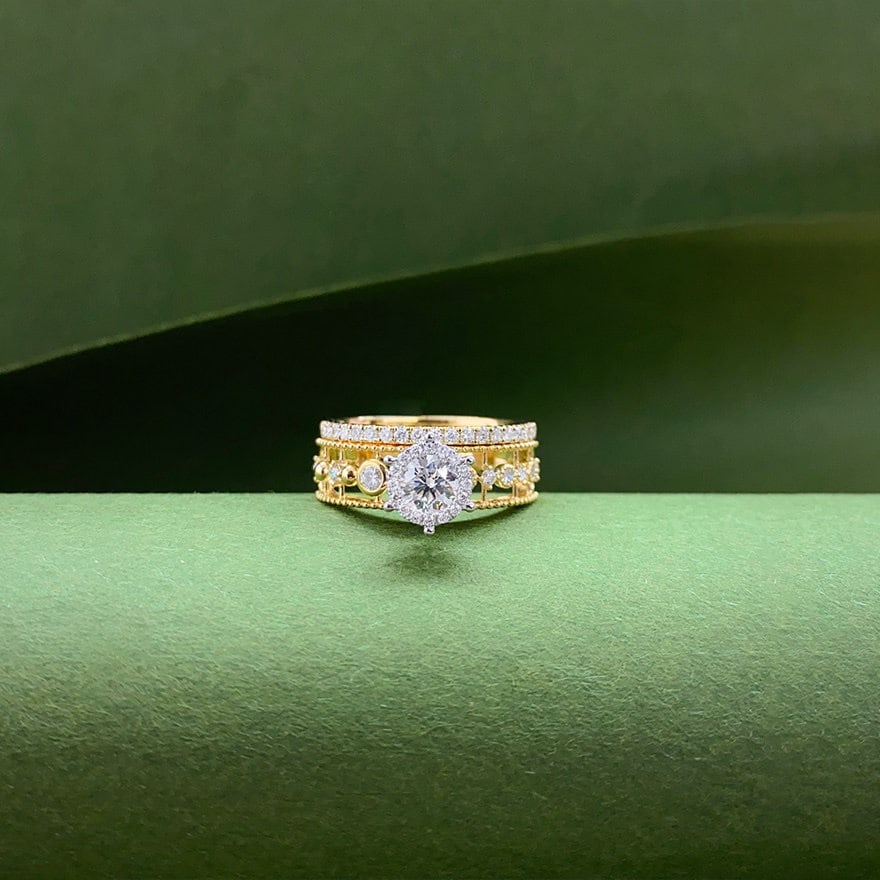 Gia Certified 14k Gold 0.4 Ct Natural F Vs2 3ex Round Diamond Ring - 2