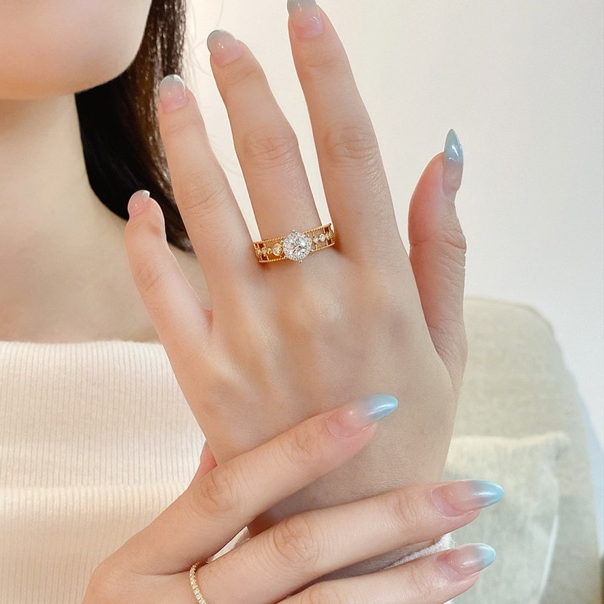 Gia Certified 14k Gold 0.4 Ct Natural F Vs2 3ex Round Diamond Ring - 3