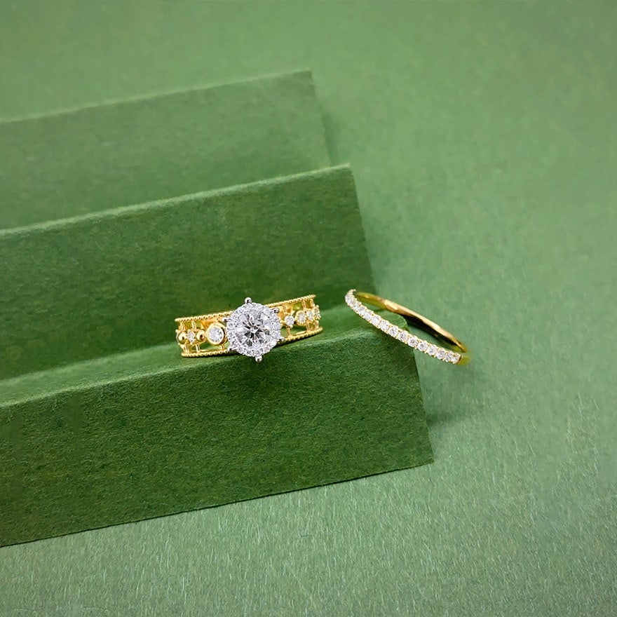 Gia Certified 14k Gold 0.4 Ct Natural F Vs2 3ex Round Diamond Ring - 4