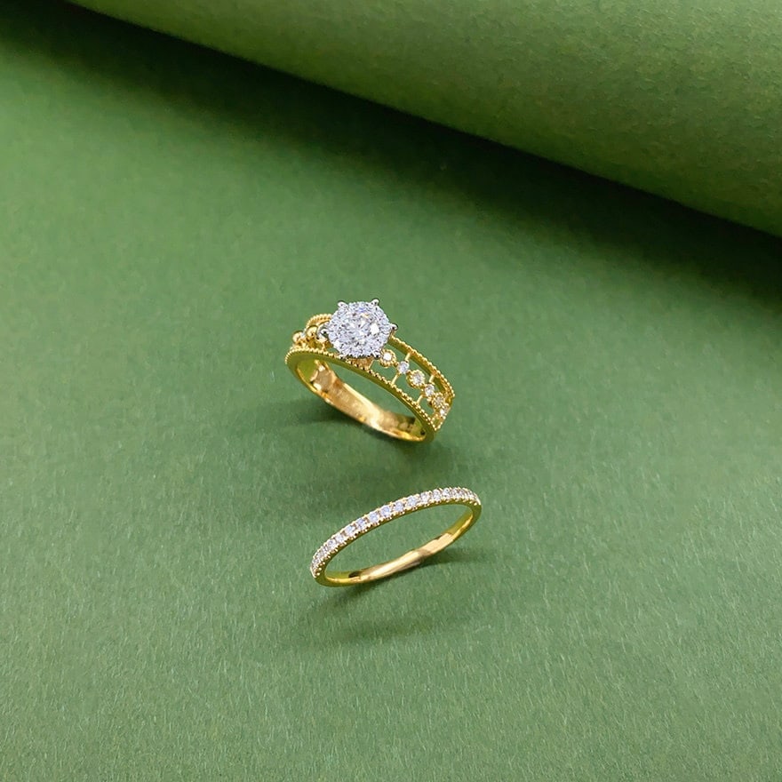 Gia Certified 14k Gold 0.4 Ct Natural F Vs2 3ex Round Diamond Ring - 5