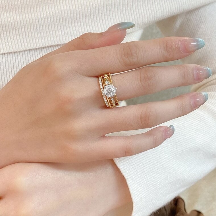 Gia Certified 14k Gold 0.4 Ct Natural F Vs2 3ex Round Diamond Ring - 6