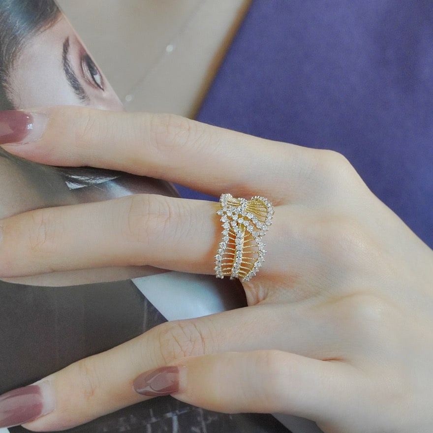 14k Gold 0.80 Ct Natural H Diamond Ring - 6