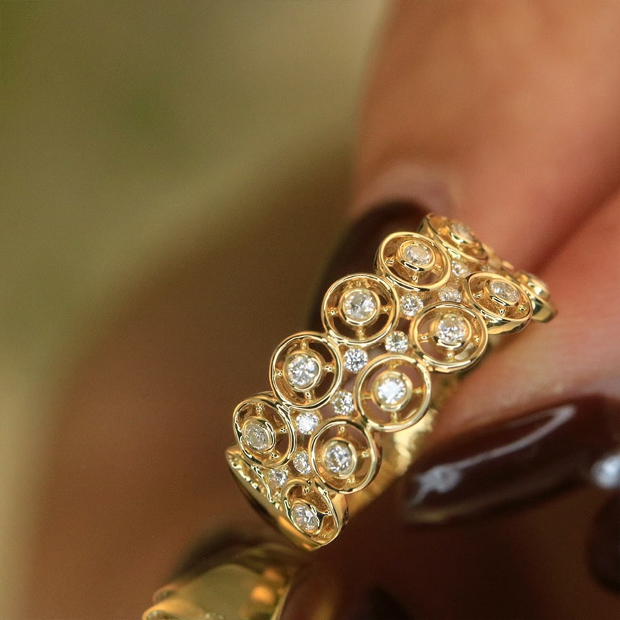 14k Gold 0.32 Ct Natural H Diamond Ring - 2