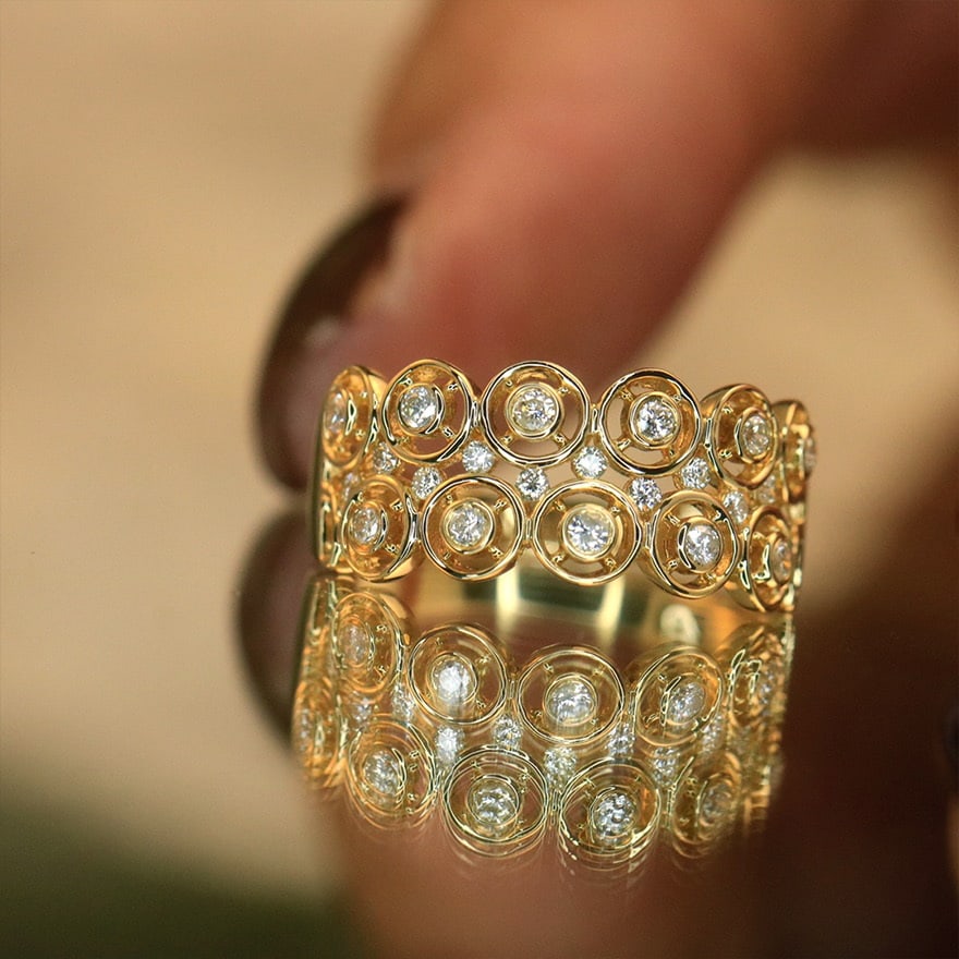 14k Gold 0.32 Ct Natural H Diamond Ring - 6