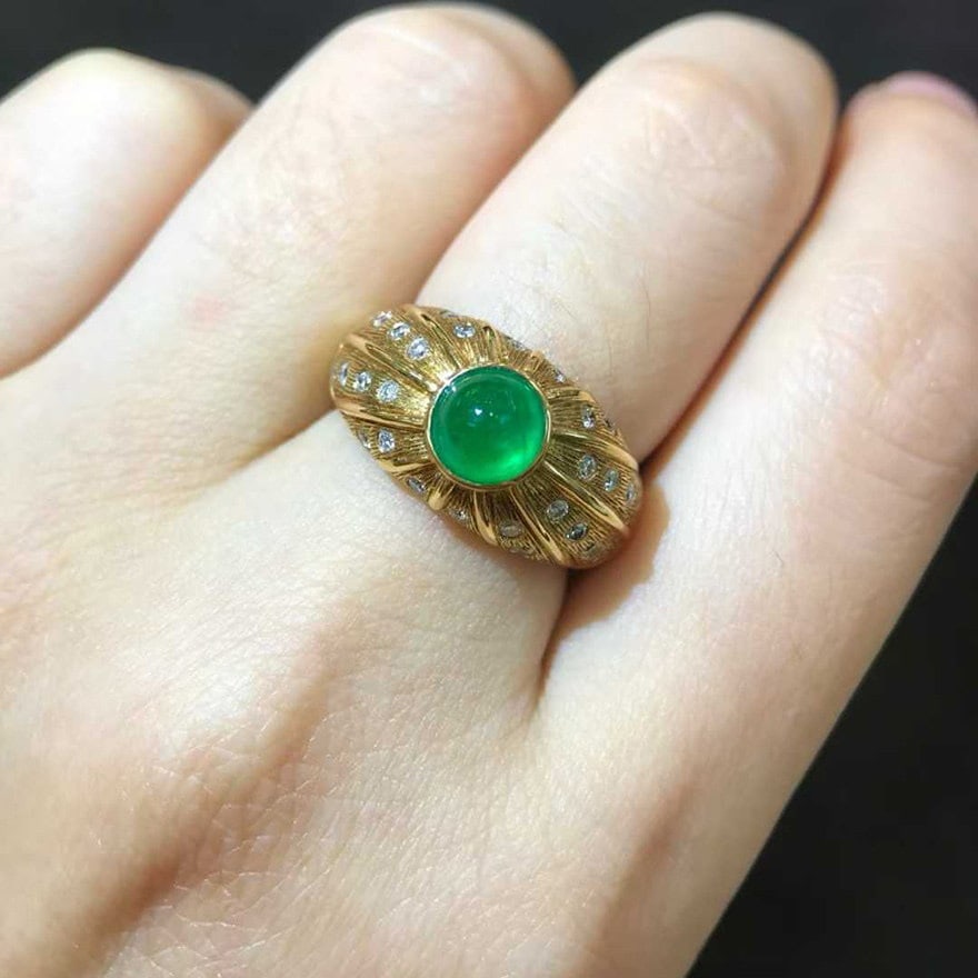 14k Gold 1.84 Ctw Natural Emerald & Diamond Ring - 5