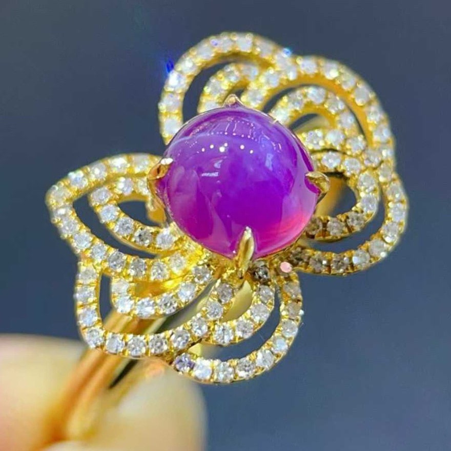 14k Gold 2.36 Ctw Natural Star Sapphire & Diamond Ring: Ref:231132301 // gold content:14k gold // ring size:7. 25us // // main gemstone:star sapphire // shape:oval // carat weight:2. 04ct // color:purple // treatment:natural // // adjacent gemstone 2 :