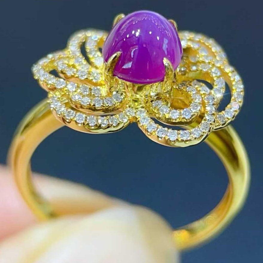 14k Gold 2.36 Ctw Natural Star Sapphire & Diamond Ring - 3