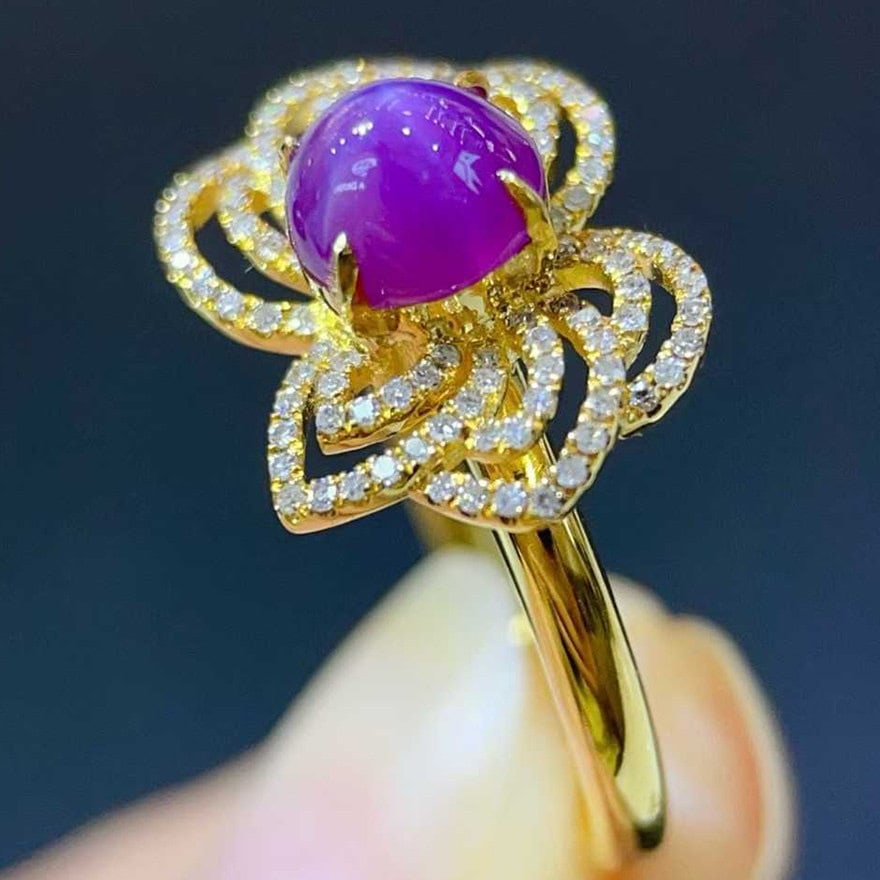 14k Gold 2.36 Ctw Natural Star Sapphire & Diamond Ring - 4