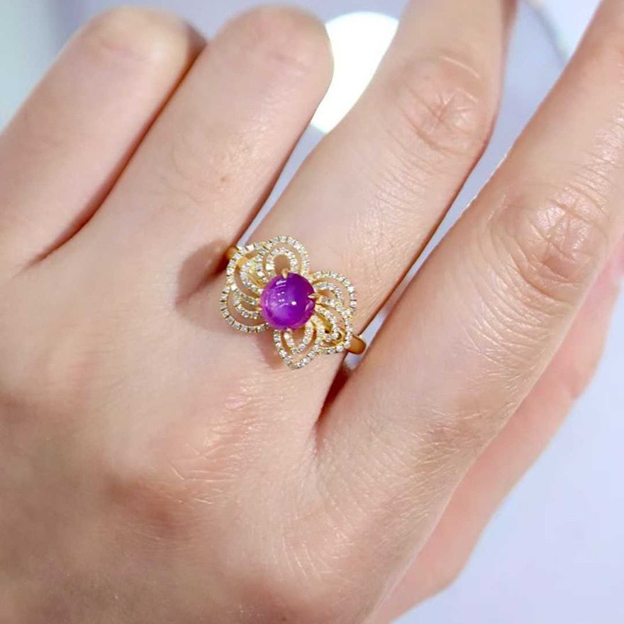 14k Gold 2.36 Ctw Natural Star Sapphire & Diamond Ring - 5