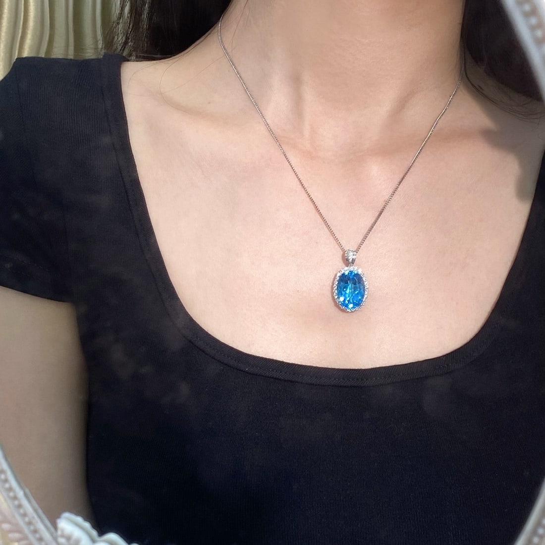 14k Gold 15.88 Ctw Natural Topaz & Diamond Pendant( Without Chain ) - 6