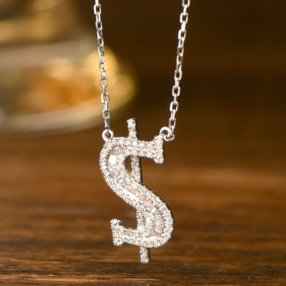 14k Gold 0.45 Ct Natural H Diamond Necklace - 2