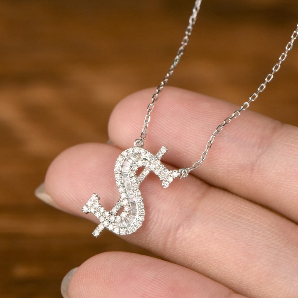 14k Gold 0.45 Ct Natural H Diamond Necklace - 3