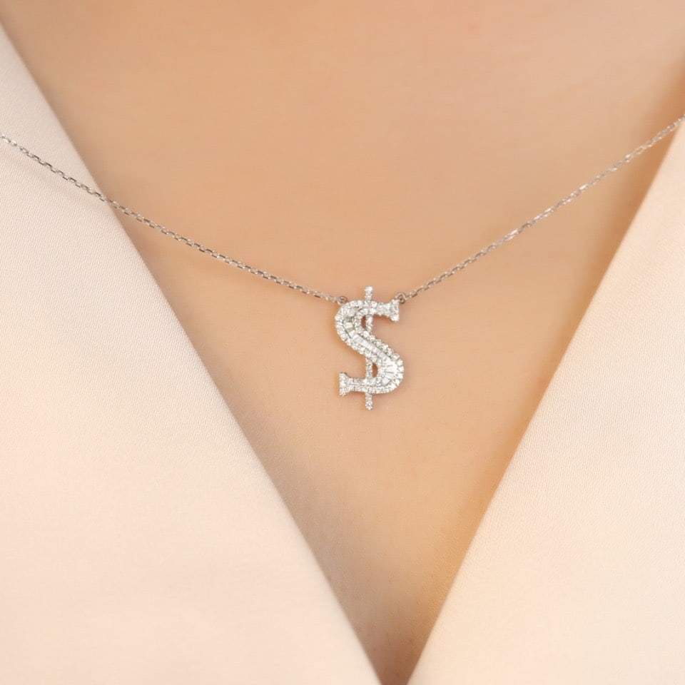 14k Gold 0.45 Ct Natural H Diamond Necklace - 5