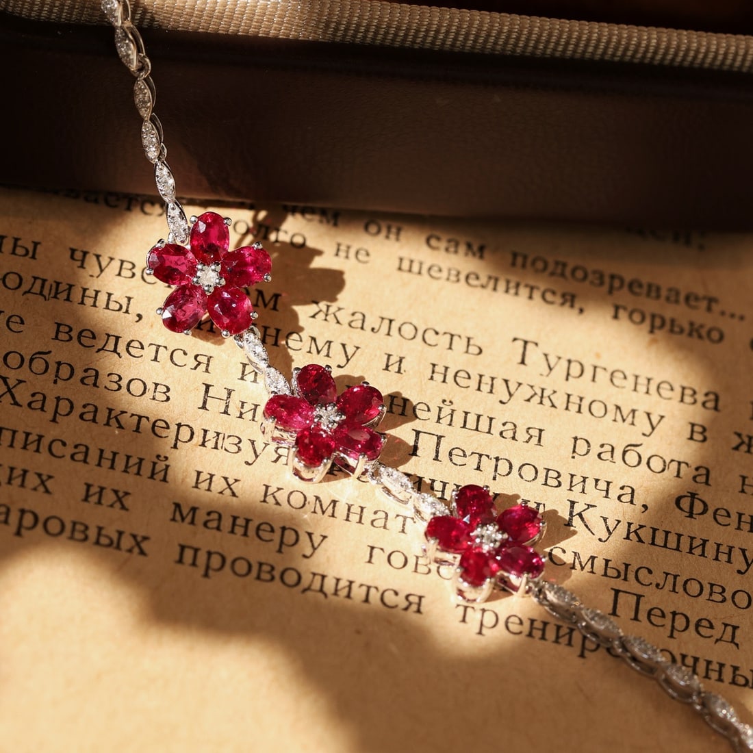 14k Gold 3.37 Ctw Natural Ruby & Diamond Bracelet - 2