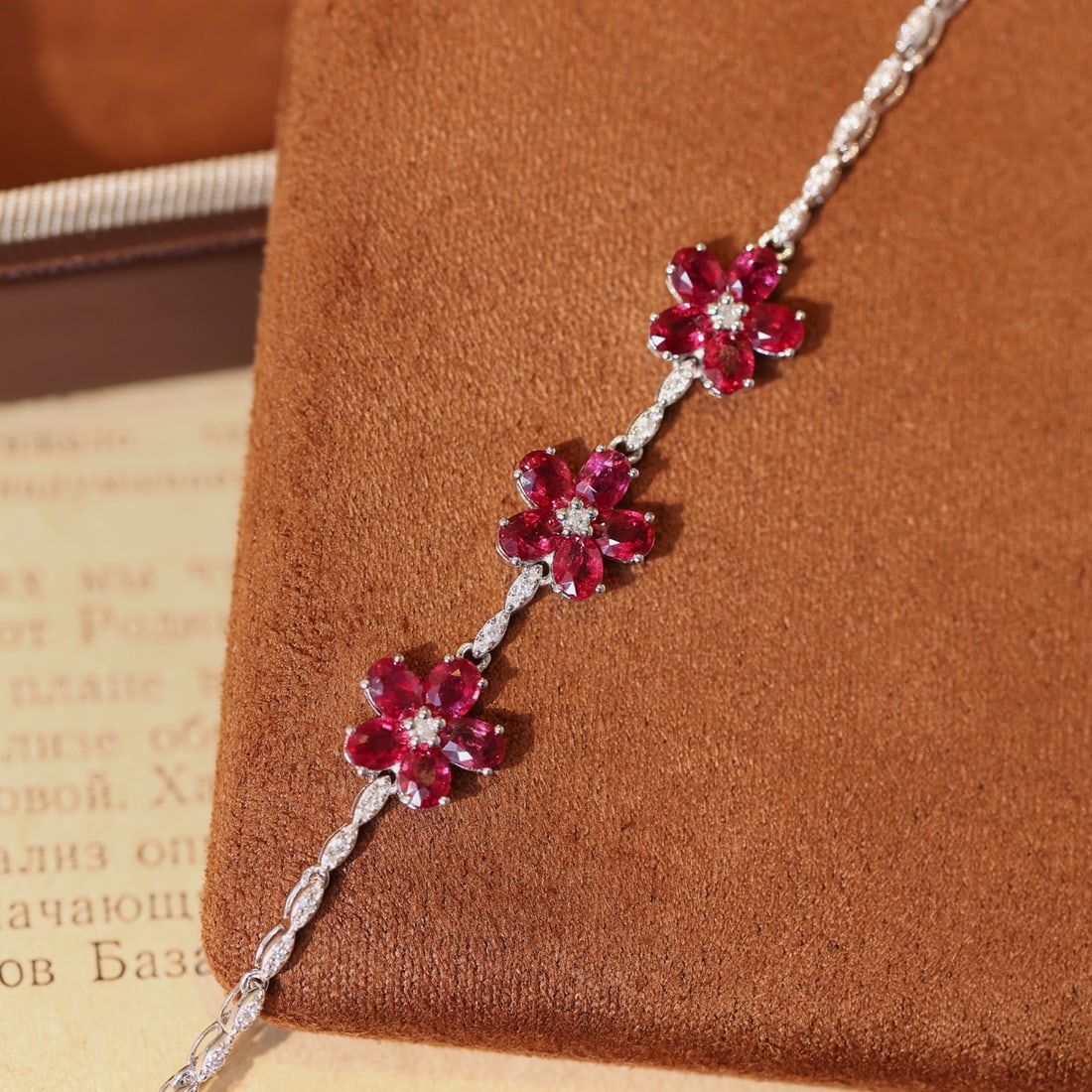 14k Gold 3.37 Ctw Natural Ruby & Diamond Bracelet - 4