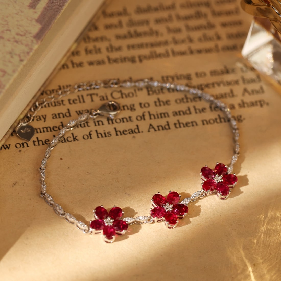 14k Gold 3.37 Ctw Natural Ruby & Diamond Bracelet - 6