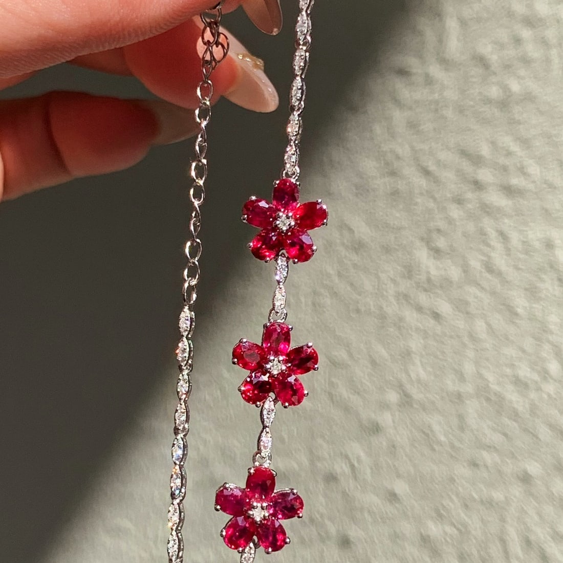 14k Gold 3.37 Ctw Natural Ruby & Diamond Bracelet - 8