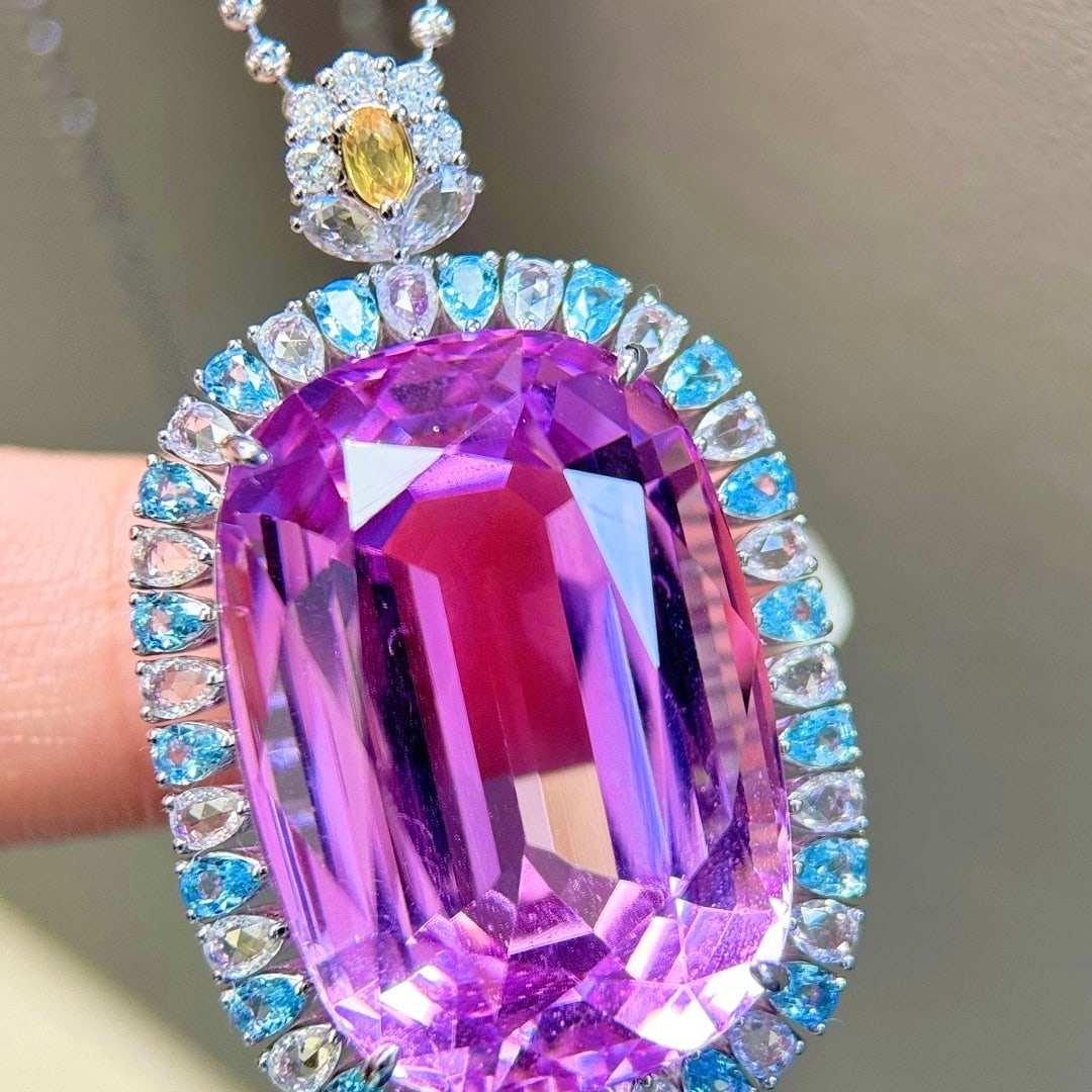 14k Gold 53.27 Ctw Natural Kunzite & Gem Pendant( Without Chain ) - 6