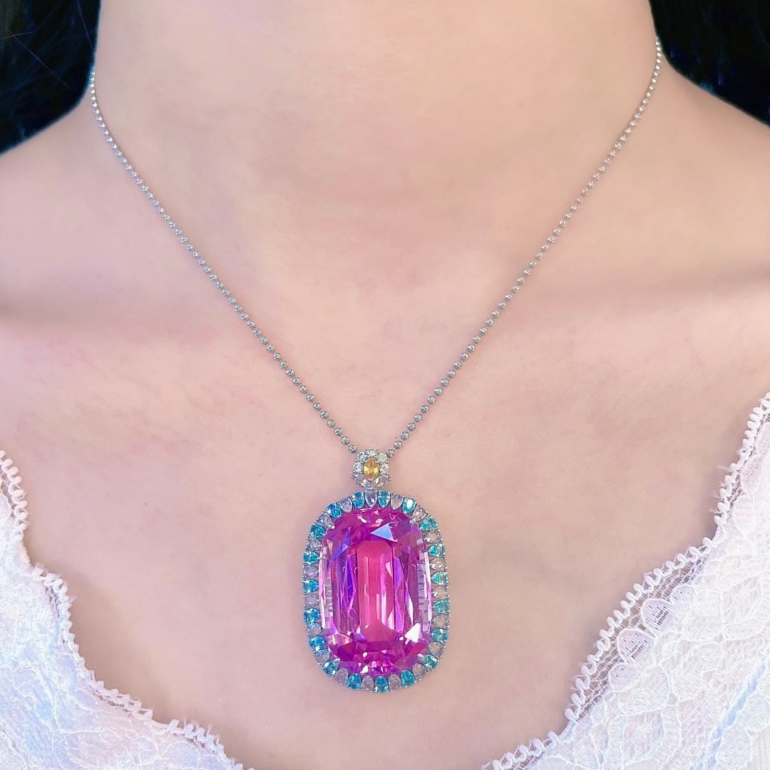 14k Gold 53.27 Ctw Natural Kunzite & Gem Pendant( Without Chain ) - 9