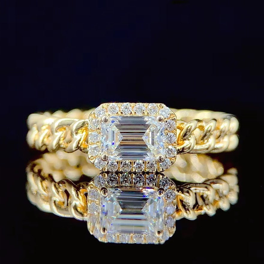 Gia Certified 14k Gold 0.5 Ct Natural E Vs2 Emerald Diamond Ring: Ref:231132331 // gold content:14k gold // ring size:7. 25us // // main gemstone:diamond // certified:gia // shape:emerald // carat weight:0. 5ct // clarity grade:vs2 // color:e // treatment:natural