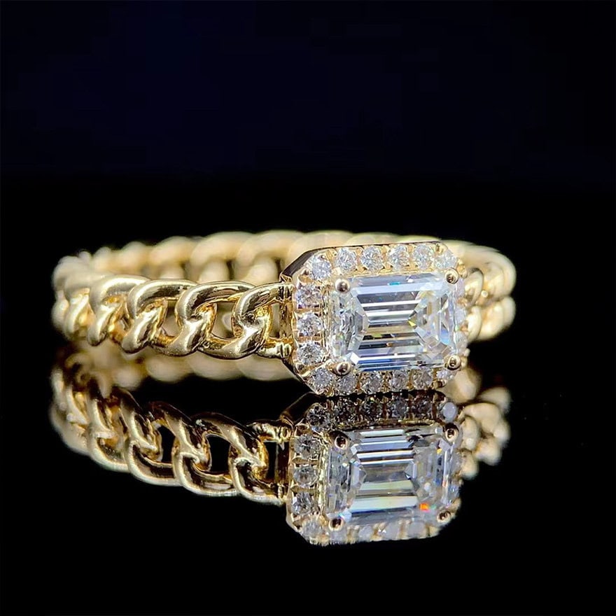 Gia Certified 14k Gold 0.5 Ct Natural E Vs2 Emerald Diamond Ring - 2