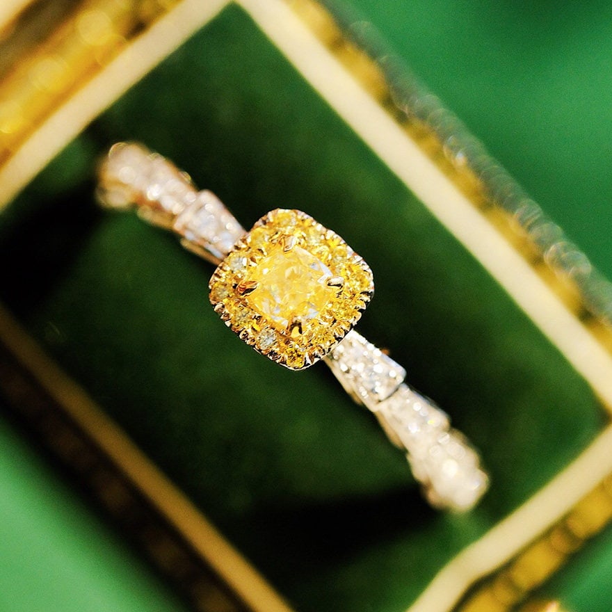 14k Gold 0.42 Ct Natural Color Diamond Ring: Ref:231132332 // gold content:14k gold // ring size:7. 25us // // main gemstone:diamond // shape:round // carat weight:0. 42ct // clarity grade:vs-si // color:color // treatment:natural // cut