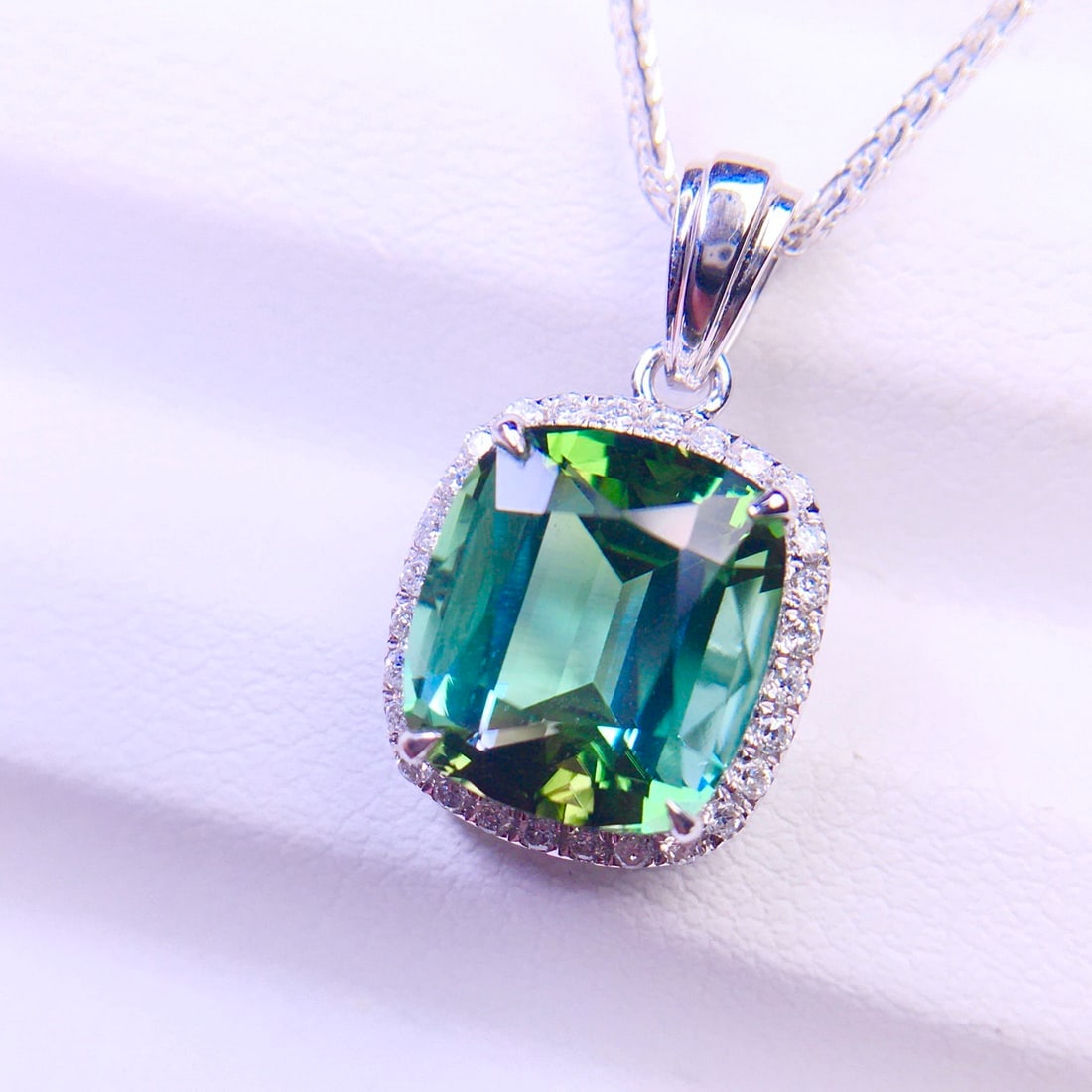 14k Gold 3.95 Ct Natural Tourmaline & Diamond Pendant( Without Chain ) - 5