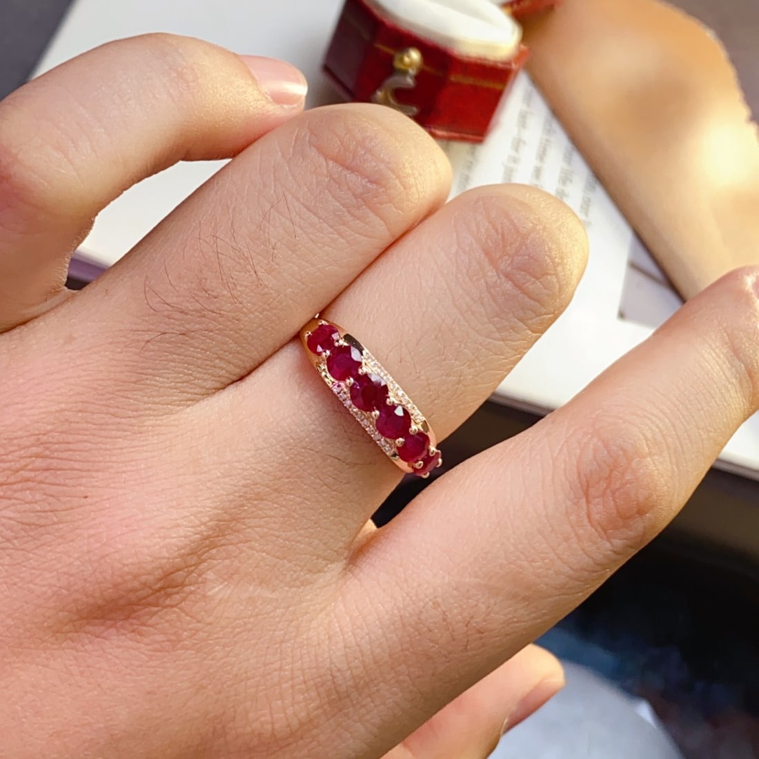 14k Gold 1.80 Ct Natural Ruby & Diamond Ring - 6