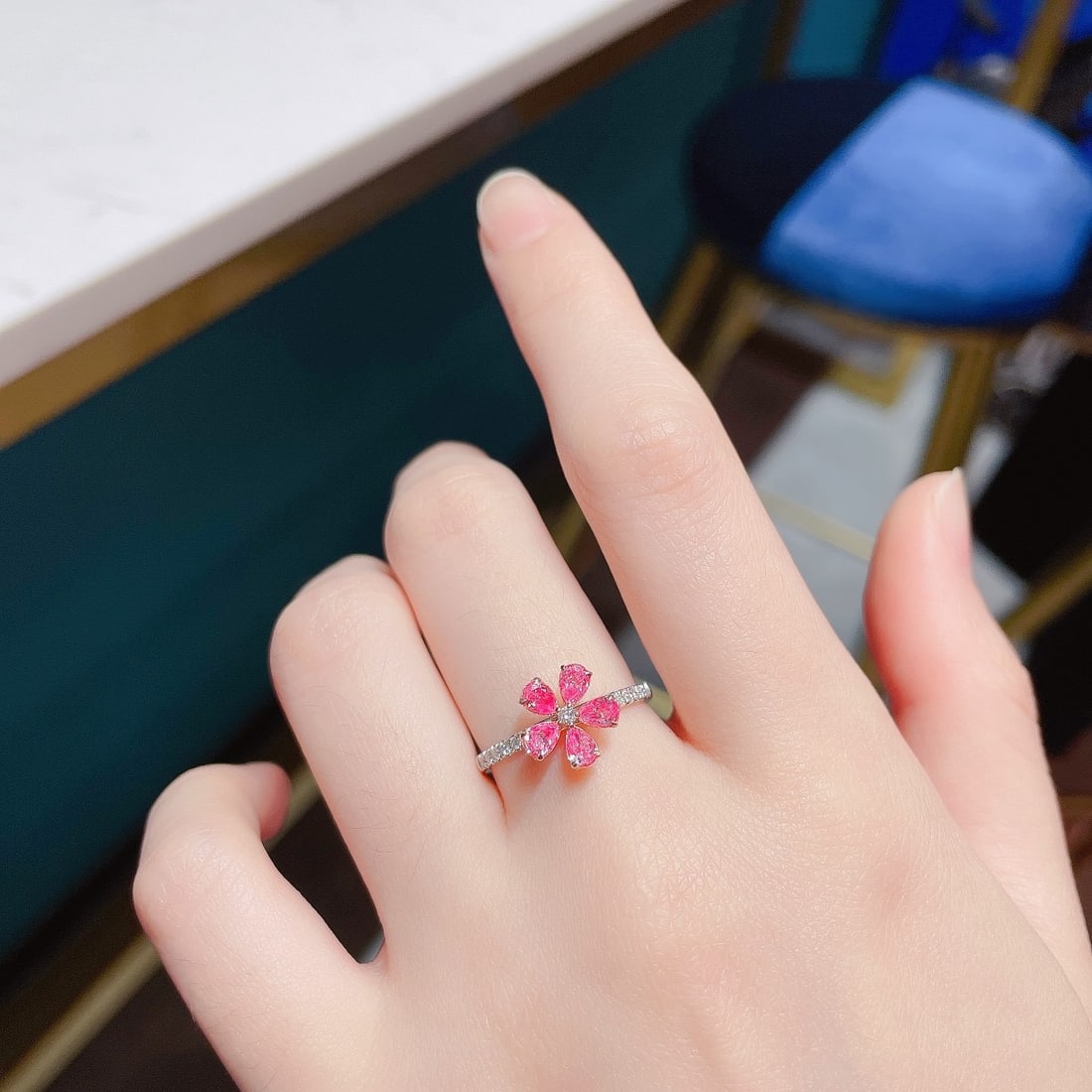 14k Gold 0.46 Ctw Natural Pink Diamond & Diamond Ring - 2