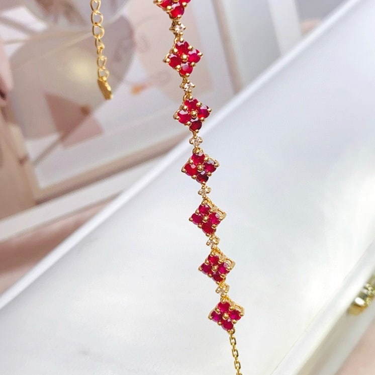 14k Gold 2.00 Ct Natural Ruby & Sapphire Bracelet - 2