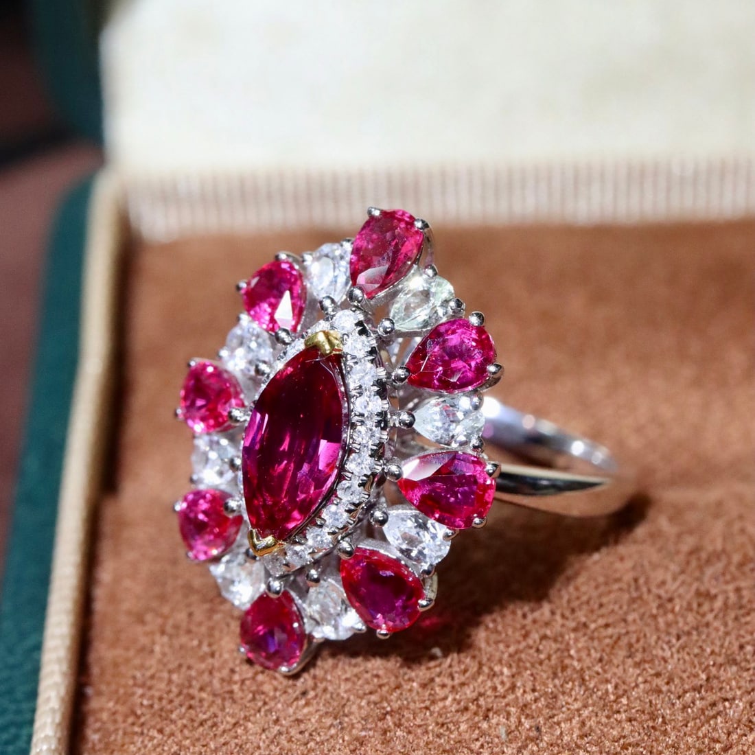 14k Gold 0.86 Ctw Natural Ruby & Diamond Ring - 2