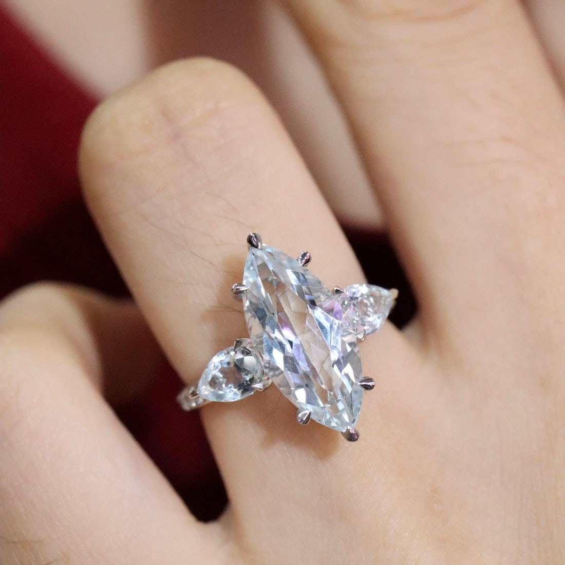 14k Gold 4.05 Ctw Natural Aquamarine & Diamond Ring - 4