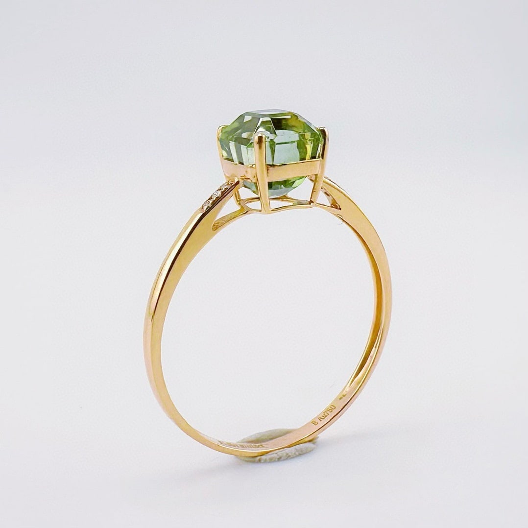 14k Gold 1.65 Ct Natural Tourmaline & Diamond Ring - 4