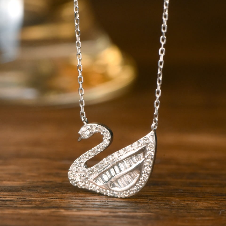 14k Gold 0.50 Ct Natural H Diamond Necklace - 2