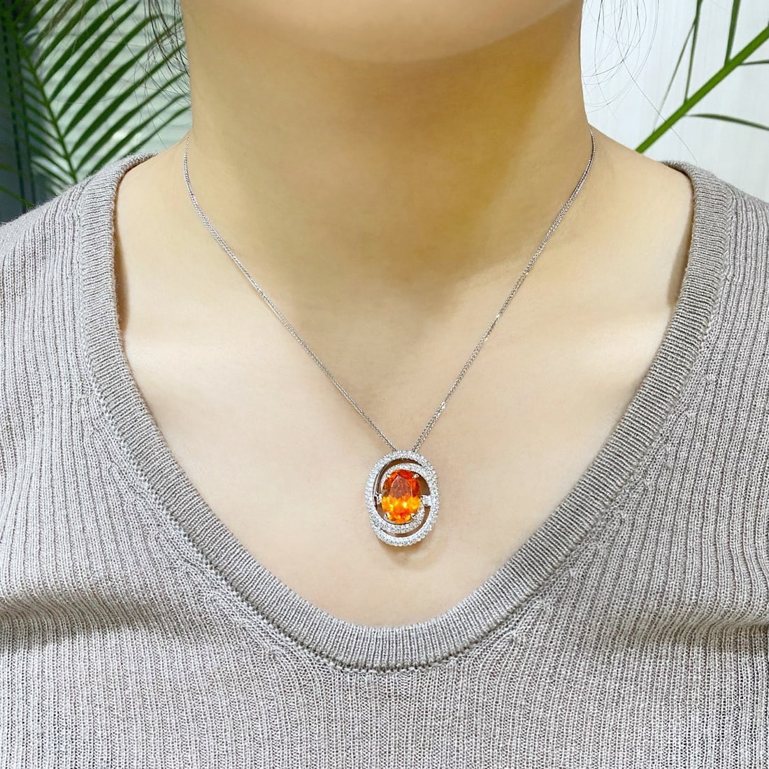 14k Gold 8.25 Ctw Natural Spessartine & Diamond Ring/pendant( Without Chain ) - 4