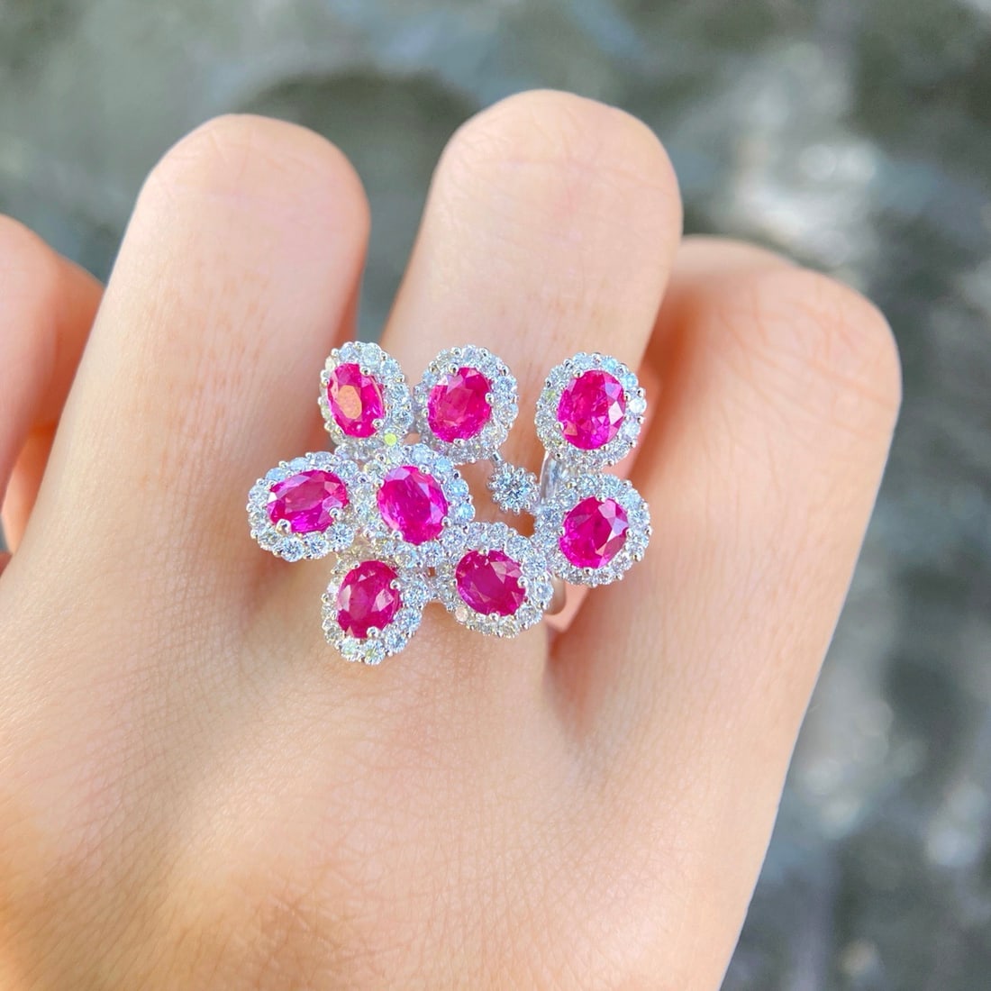 14k Gold 4.61 Ctw Natural Ruby & Diamond Ring - 4