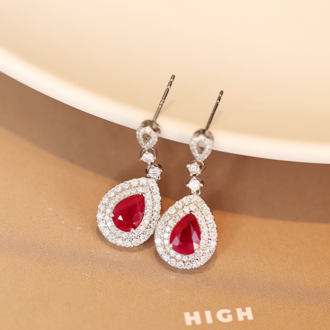 14k Gold 2.96 Ctw Natural Ruby & Diamond Earrings - 2