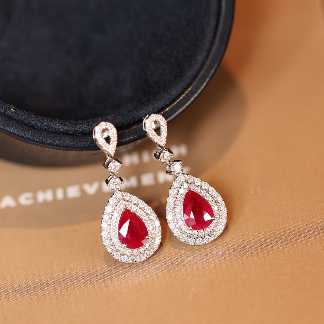 14k Gold 2.96 Ctw Natural Ruby & Diamond Earrings - 7