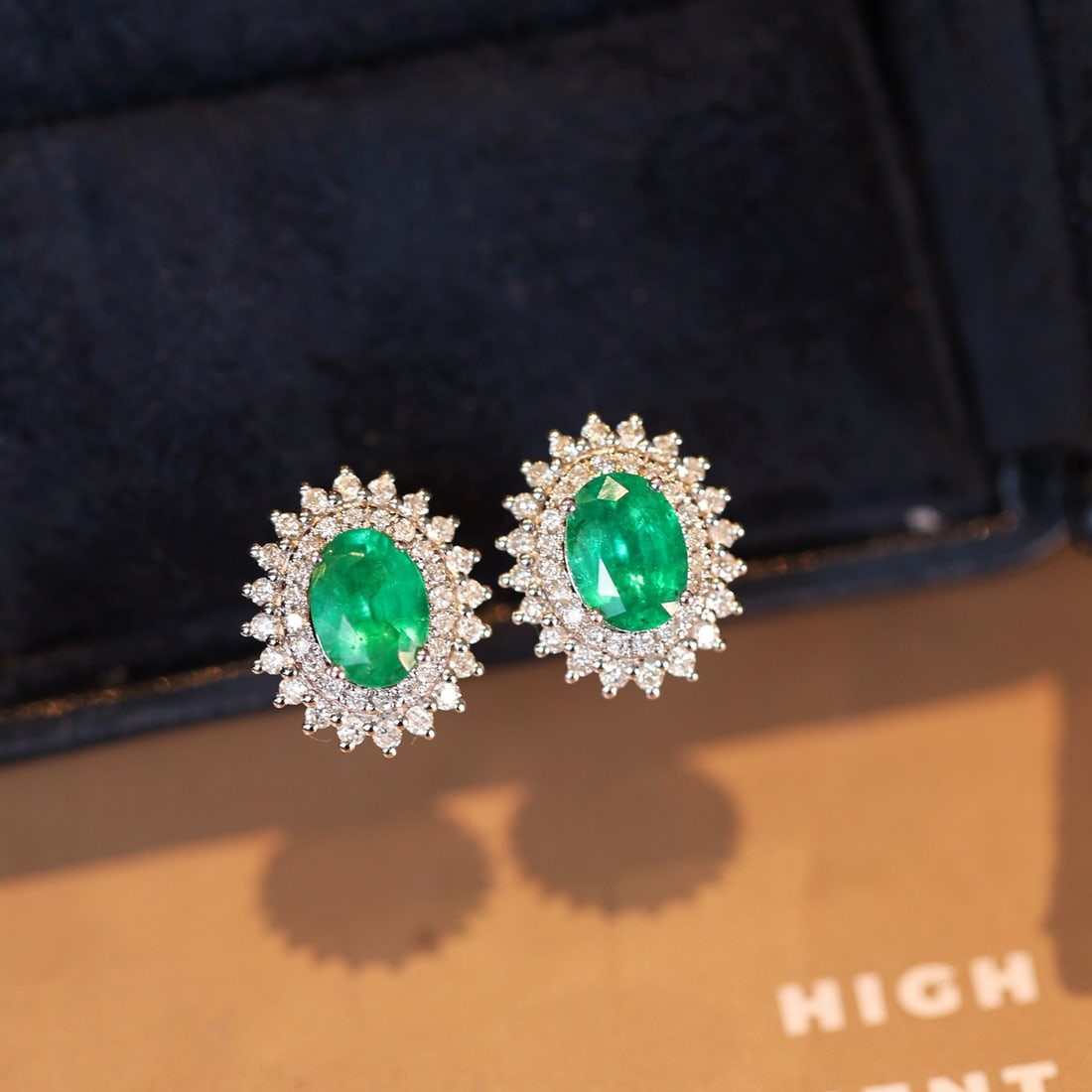 14k Gold 2.26 Ctw Natural Emerald & Diamond Earrings - 3