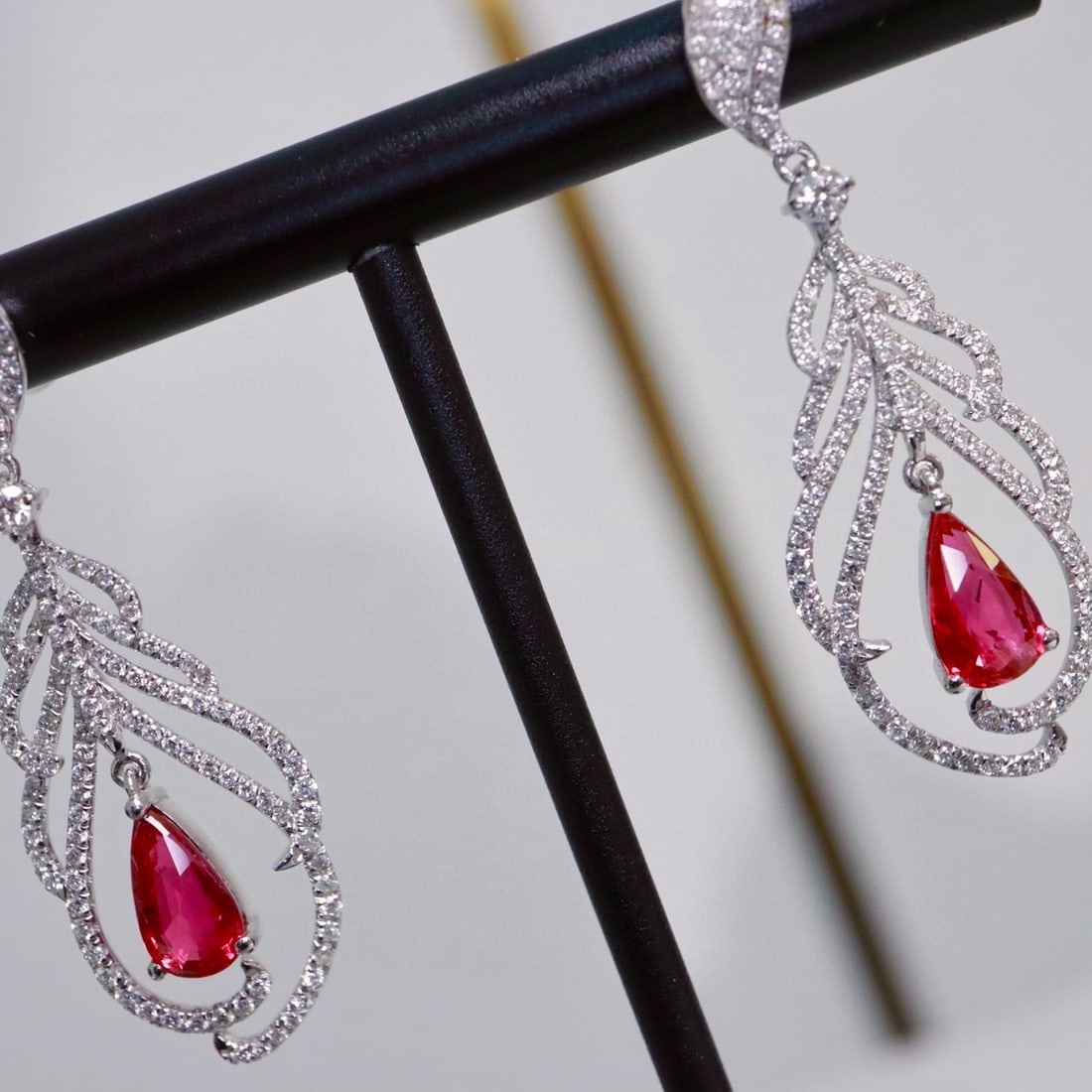 14k Gold 3.01 Ctw Natural Ruby & Diamond Earrings - 5