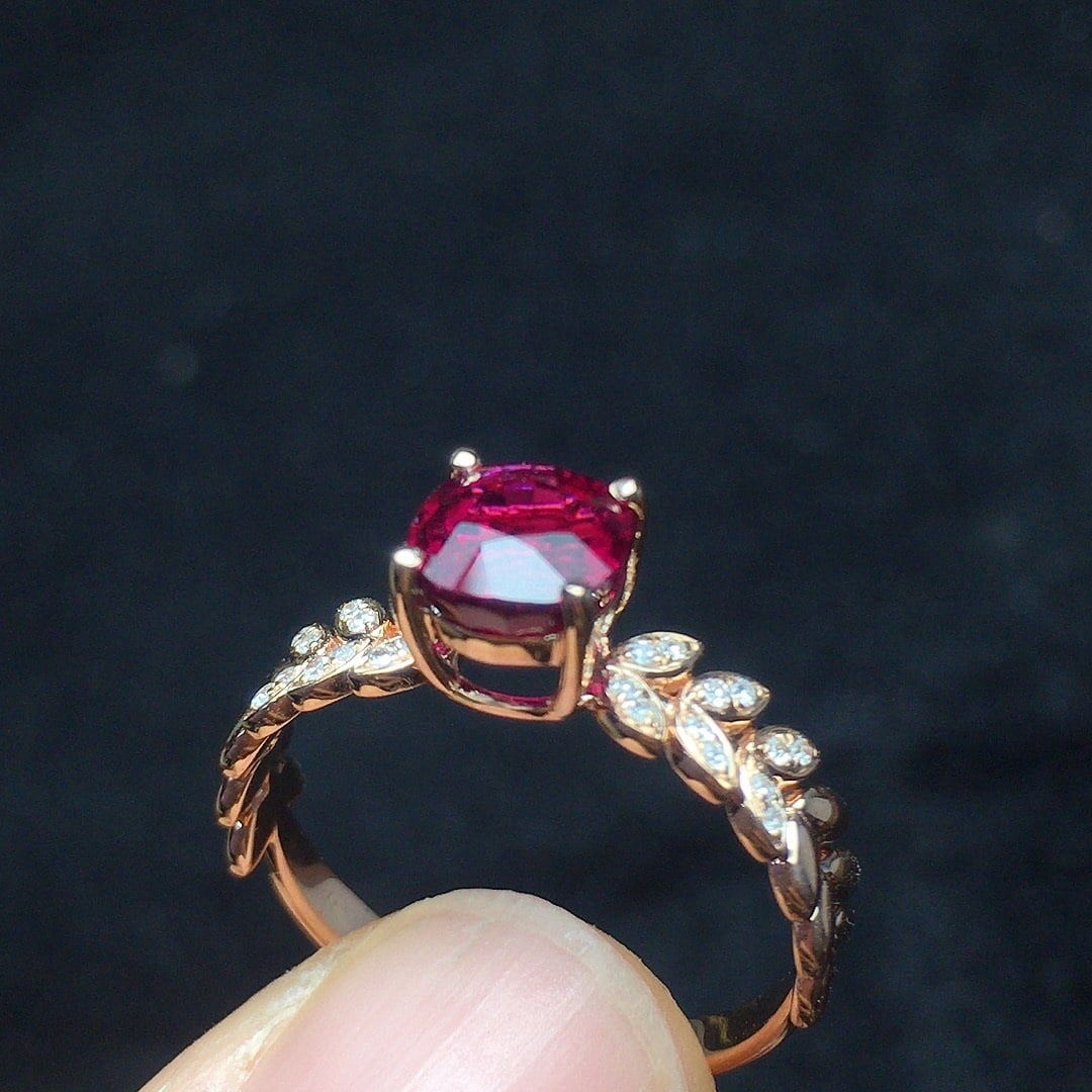 14k Gold 1.35 Ct Natural Tourmaline & Diamond Ring - 2