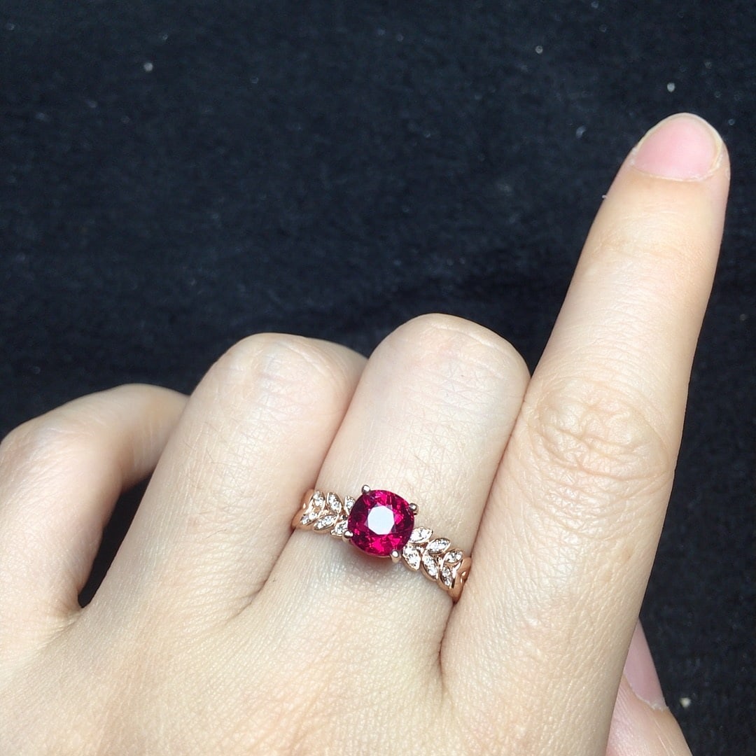 14k Gold 1.35 Ct Natural Tourmaline & Diamond Ring - 6