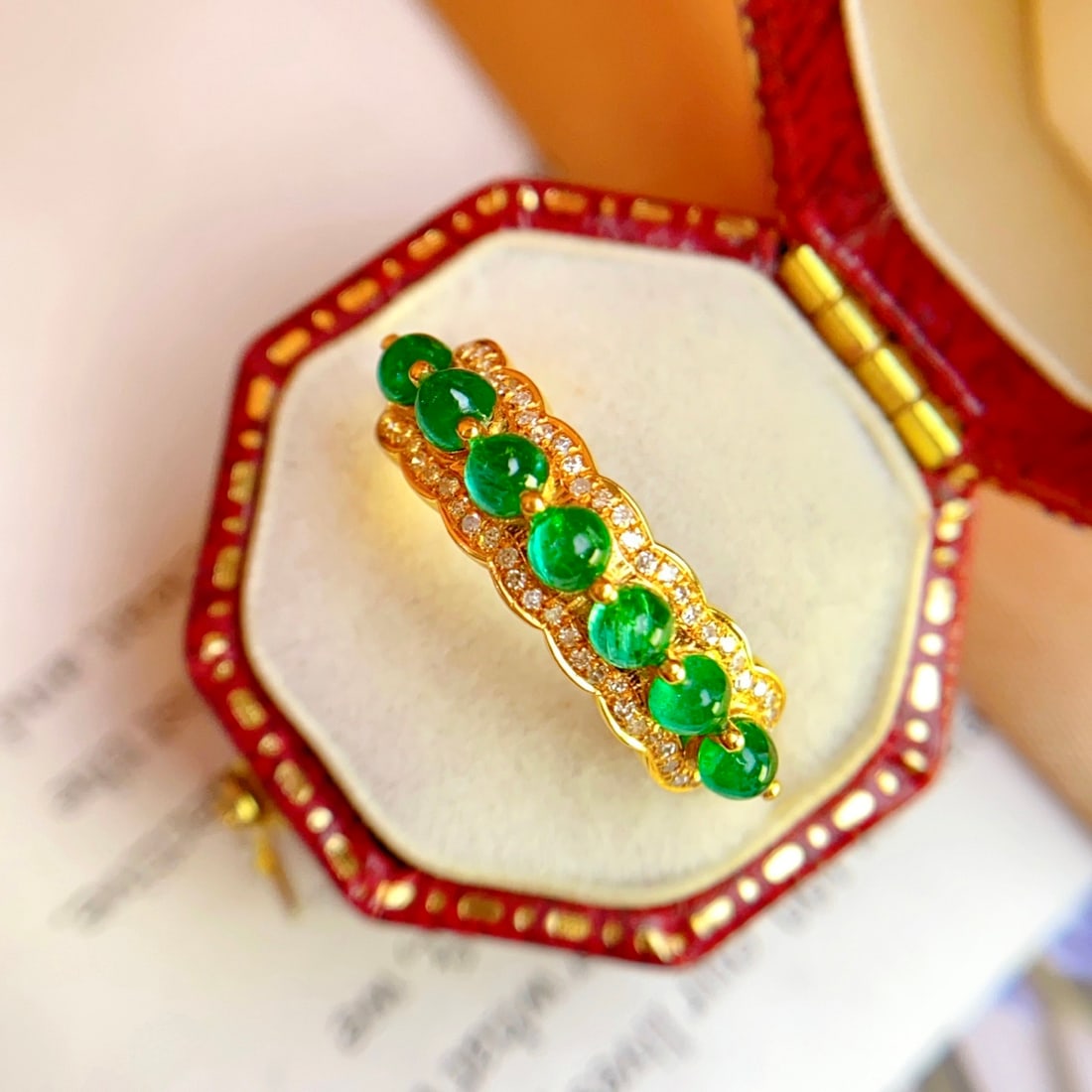 14k Gold 1.00 Ct Natural Emerald & Diamond Ring - 2