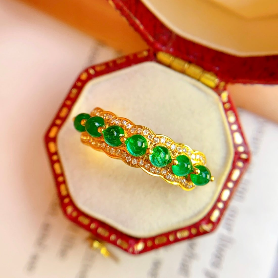 14k Gold 1.00 Ct Natural Emerald & Diamond Ring - 3